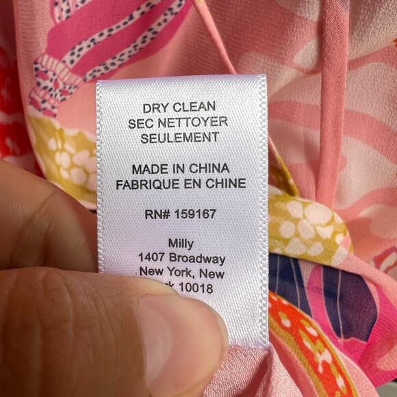 Milly Eva Pink Seashell Cowl Neck Mini Dress Size 2 - Picture 7 of 7